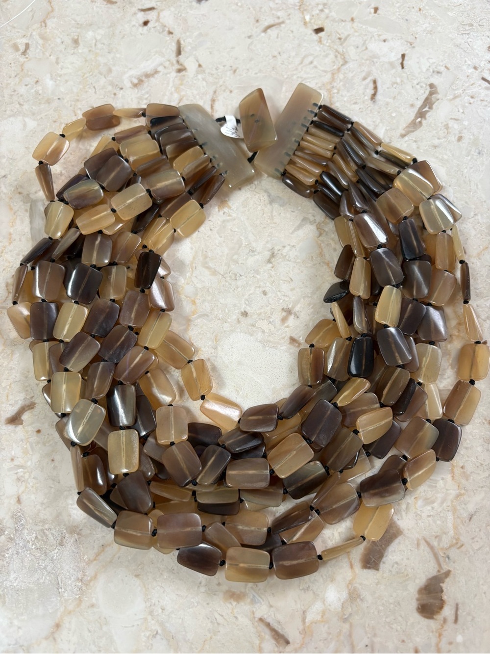Multi-Strand Brown Stone Necklace – Warm Brown Beads
